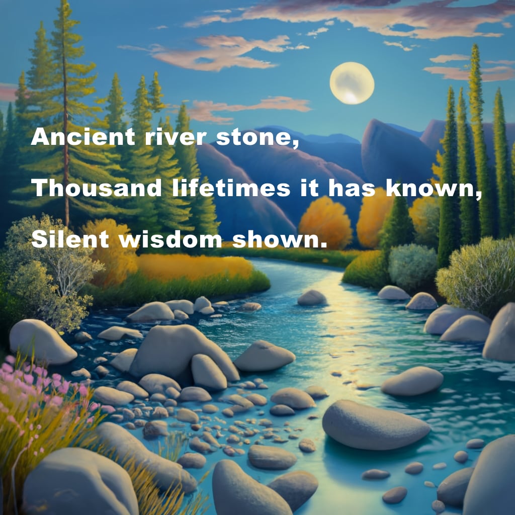 Ancient River Stone Under Full Moon Haiku